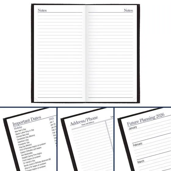 At-A-Glance 2025 Agenda - Weekly/Monthly Fine Diary, Black, Pocket