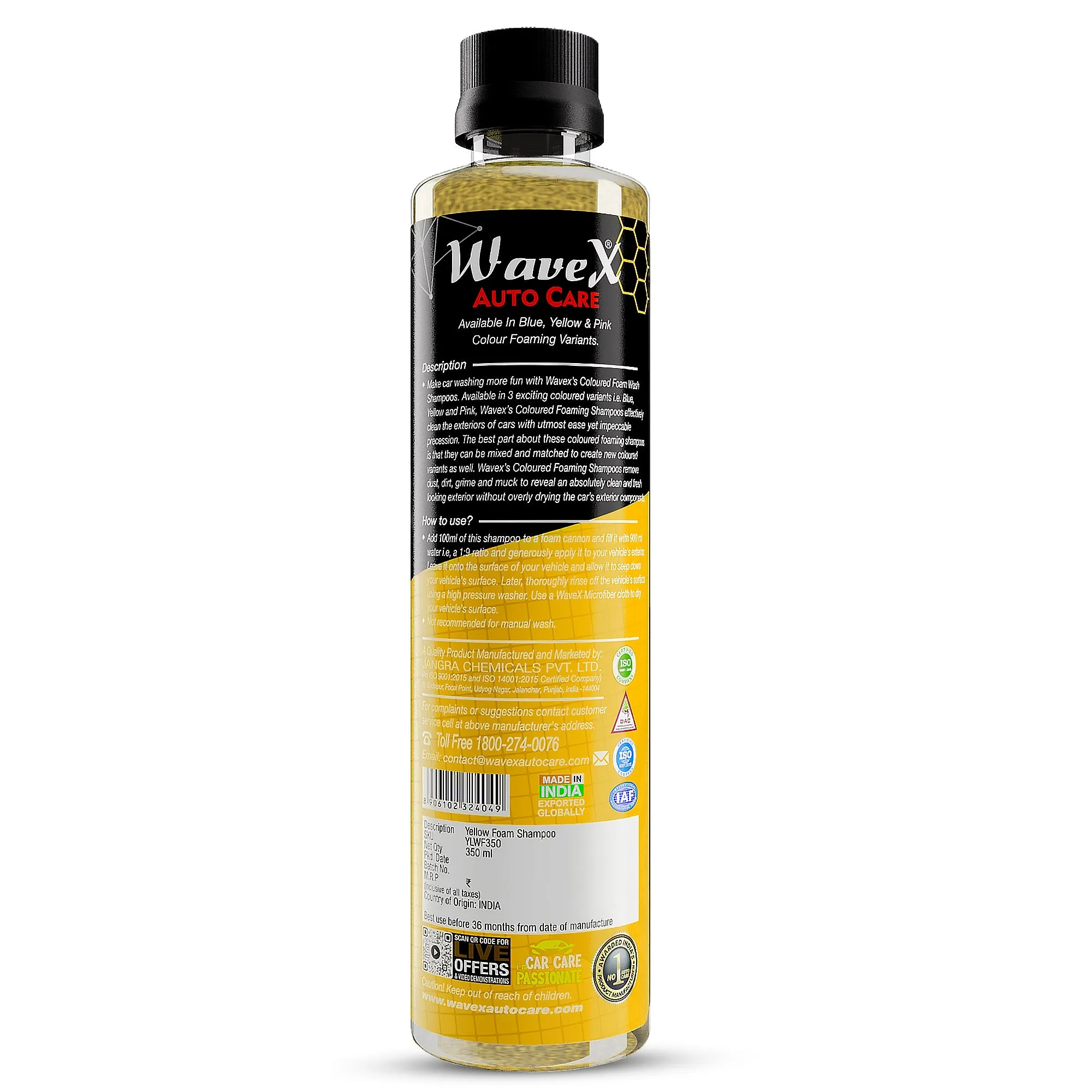 Colour Foam Wash Car Shampoo, Produces Thick Yellow Colour Foam