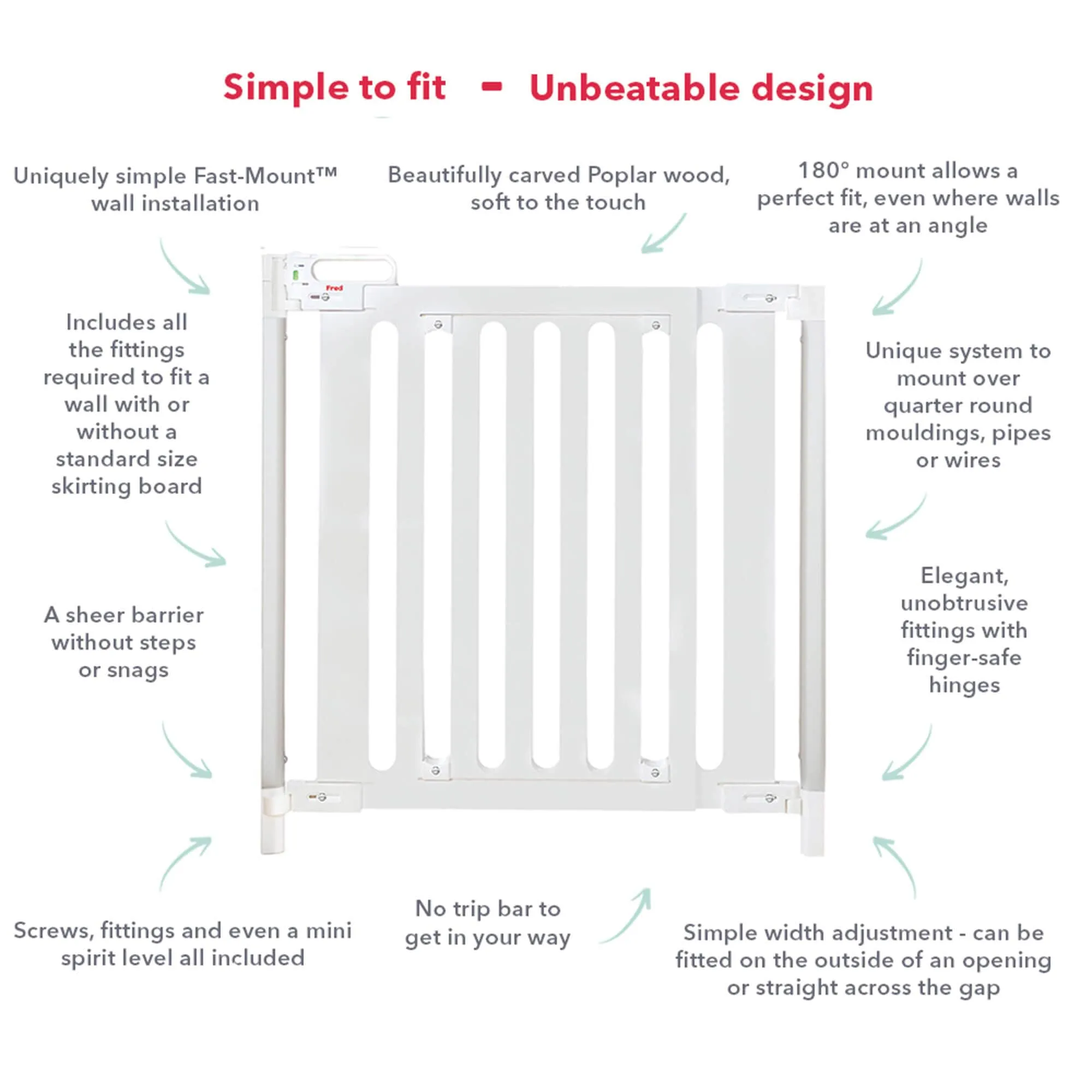 Fred Screw-Fit Wooden Stair Gate