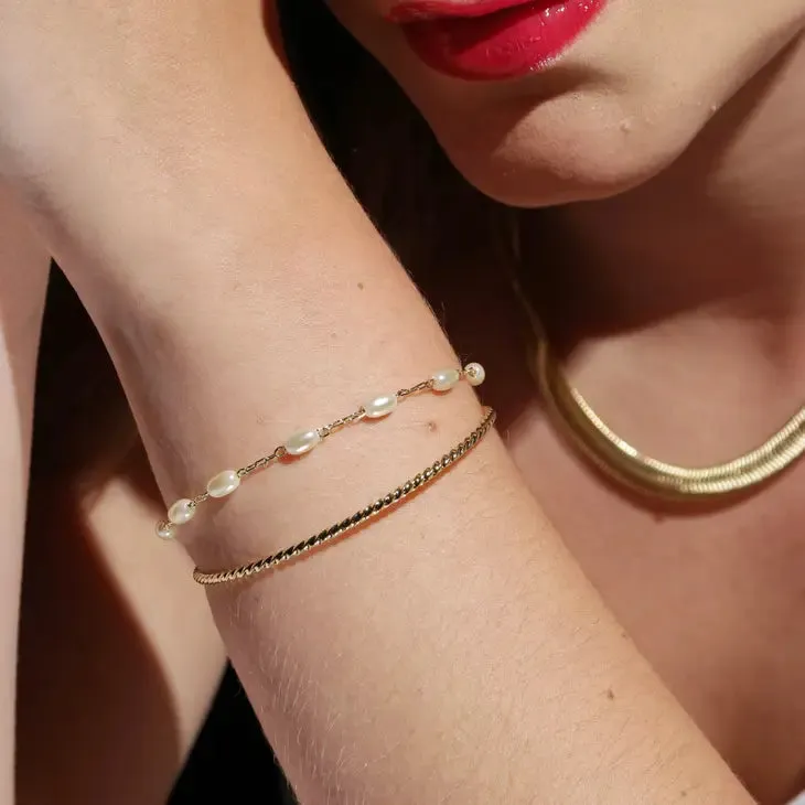 Gold and Pearl Cuff Bracelet