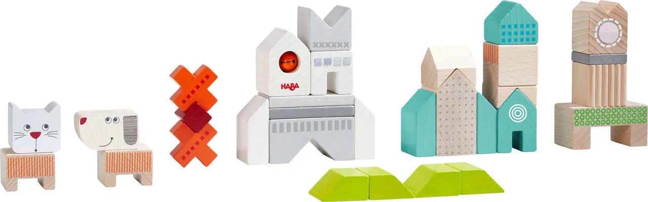 Haba Dog & Cat 31-Piece Wooden Building Block Set